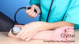  Presentation with blood pressure - Audience pleasing PPT theme consisting of blood pressure measuring on blue backdrop and a lemonade colored foreground