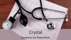 Presentation with blood pressure - Beautiful slide deck featuring blood pressure meter and stethoscope backdrop and a light gray colored foreground