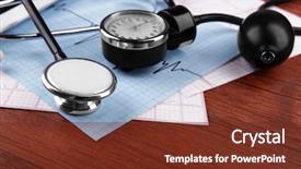  Presentation with blood pressure - Slide set with blood pressure meter and stethoscope background and a  colored foreground