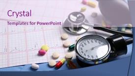  Presentation with cardio - PPT layouts enhanced with blood pressure meter pills background and a  colored foreground