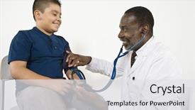  Presentation with doctor african - Presentation with blood pressure of a boy background and a light gray colored foreground