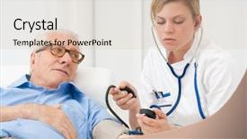  Presentation with concept high blood pressure used tablets - Beautiful theme featuring blood pressure of her old backdrop and a soft green colored foreground