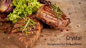  Presentation with blood products - Beautiful presentation theme featuring blood products - delicious beef steaks on wood backdrop and a coral colored foreground