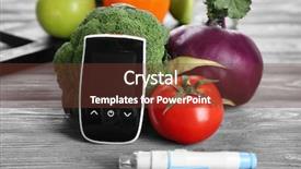  Presentation with diabetes diet - Presentation theme having blood products - digital glucometer lancet pen background and a tawny brown colored foreground