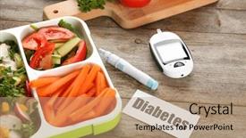  Presentation with digital pen - PPT layouts consisting of blood products - digital glucometer lancet pen background and a coral colored foreground