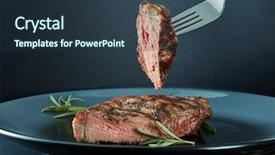  Presentation with beef steak bbq strip steak - Audience pleasing slides consisting of blood products - juicy steak medium rare beef backdrop and a tawny brown colored foreground