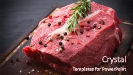  Presentation with steaks - Slides featuring blood products - raw beef steaks background and a wine colored foreground