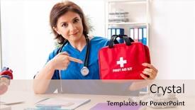  Presentation with cardiologist - Amazing slides having blood red cross - female doctor cardiologist working backdrop and a  colored foreground