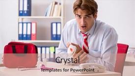  Presentation with first aid kit - Slides with blood red cross - man with first aid kit background and a coral colored foreground