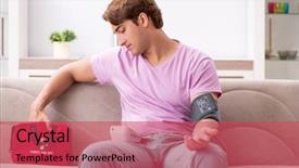  Presentation with first aid kit - Colorful slide set enhanced with blood red cross - sick man at home backdrop and a  colored foreground