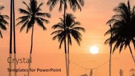 Presentation with blood - Amazing slides having blood-red sunset on tropical shore with silhouettes of palm trees backdrop and a coral colored foreground