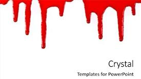  Presentation with paint brush brash and red - PPT theme featuring blood spatter - red paint pouring on white background and a white colored foreground