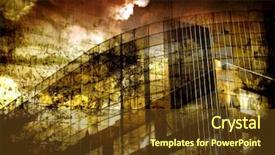  Presentation with modern reflective office buildings - Presentation design featuring blood templstes - grungy background - office buildings background and a tawny brown colored foreground