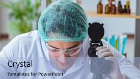  Presentation with blood test - Presentation with blood test in lab hospital background and a light blue colored foreground