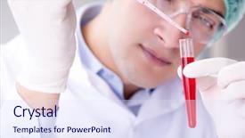  Presentation with testing blood - Slides enhanced with blood testing in the lab background and a sky blue colored foreground