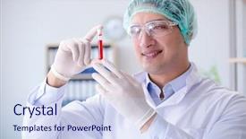  Presentation with testing blood - Beautiful slide deck featuring blood testing in the lab backdrop and a sky blue colored foreground