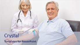  Presentation with immunization - Colorful theme enhanced with bloodletting - man making a painful face backdrop and a sky blue colored foreground