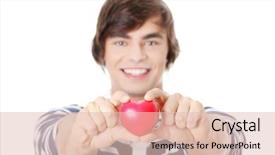  Presentation with white dove heart - Slides enhanced with bloodpressure - young man with heart isolated background and a lemonade colored foreground