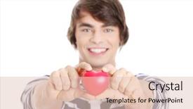  Presentation with white dove heart - Theme consisting of bloodpressure - young man with heart isolated background and a lemonade colored foreground