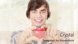  Presentation with heart - Cool new slides with bloodpressure - young man with red heart backdrop and a lemonade colored foreground