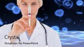  Presentation with needle - Amazing presentation theme having bloodstream - digital composite of female doctor backdrop and a sky blue colored foreground