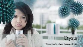  Presentation with tissue - Audience pleasing slides consisting of bloodstream - sick woman holding a tissue backdrop and a light gray colored foreground