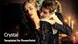  Presentation with vampire - Slide set with bloodthirsty male vampire in medieval background and a black colored foreground