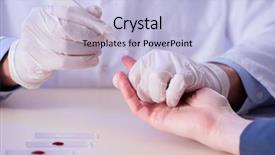  Presentation with taking the blood pressure in black women - Colorful PPT theme enhanced with bloodwork - doctor taking blood samples backdrop and a  colored foreground