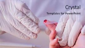  Presentation with taking the blood pressure in black women - Presentation theme featuring bloodwork - doctor taking blood samples background and a  colored foreground