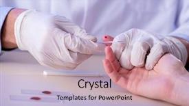  Presentation with doctor taking care of baby - Presentation theme enhanced with bloodwork - doctor taking blood samples background and a  colored foreground