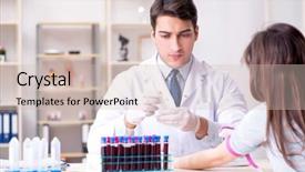  Presentation with blood test - PPT theme having bloodwork - patient during blood test sampling background and a  colored foreground