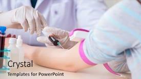  Presentation with blood test - Amazing presentation design having bloodwork - patient during blood test sampling backdrop and a  colored foreground