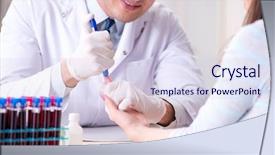  Presentation with blood test - PPT theme with bloodwork - patient during blood test sampling background and a  colored foreground