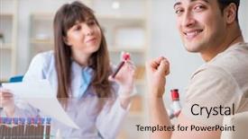  Presentation with blood test - Theme enhanced with bloodwork - patient during blood test sampling background and a  colored foreground