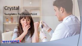  Presentation with blood test - Slide deck with bloodwork - patient during blood test sampling background and a  colored foreground