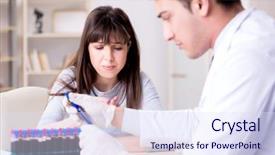  Presentation with blood test - Beautiful slide deck featuring bloodwork - patient during blood test sampling backdrop and a  colored foreground