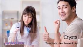  Presentation with blood test - Presentation design consisting of bloodwork - patient during blood test sampling background and a  colored foreground