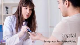  Presentation with blood test - Slide set with bloodwork - patient during blood test sampling background and a  colored foreground