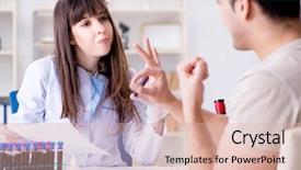  Presentation with blood test - Colorful presentation design enhanced with bloodwork - patient during blood test sampling backdrop and a  colored foreground