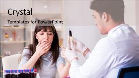  Presentation with blood test - PPT theme featuring bloodwork - patient during blood test sampling background and a  colored foreground