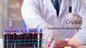  Presentation with blood test - Cool new slide set with bloodwork - patient during blood test sampling backdrop and a  colored foreground