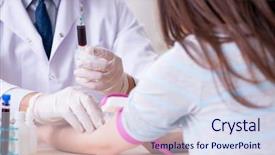  Presentation with blood test - PPT theme with bloodwork - patient during blood test sampling background and a  colored foreground