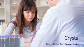  Presentation with blood test - Presentation design having bloodwork - patient during blood test sampling background and a  colored foreground