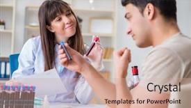  Presentation with blood test - Audience pleasing presentation design consisting of bloodwork - patient during blood test sampling backdrop and a  colored foreground