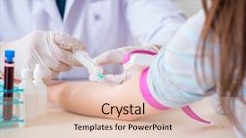  Presentation with blood test - PPT theme consisting of bloodwork - patient during blood test sampling background and a lemonade colored foreground