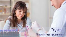  Presentation with blood test - Slide set with bloodwork - patient during blood test sampling background and a  colored foreground