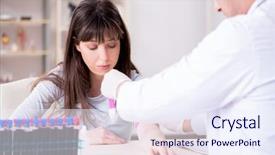  Presentation with blood test - Slide deck featuring bloodwork - patient during blood test sampling background and a  colored foreground