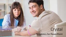  Presentation with blood test - Cool new PPT layouts with bloodwork - patient during blood test sampling backdrop and a mint green colored foreground
