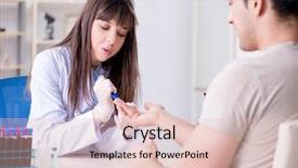  Presentation with blood test - Colorful presentation design enhanced with bloodwork - patient during blood test sampling backdrop and a  colored foreground