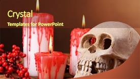 Presentation with crime halloween concept blood dripping - Audience pleasing presentation theme consisting of bloody candles for halloween holiday backdrop and a tawny brown colored foreground